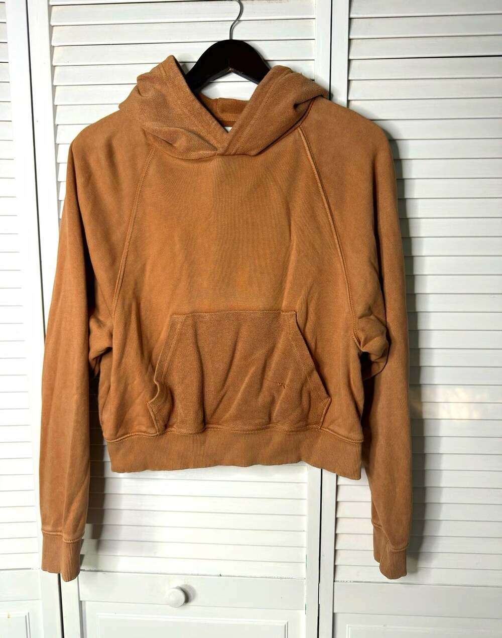 Aerie Cropped Fleece Hoodie Sweatshirt Burnt Orange Rust Women’s Small